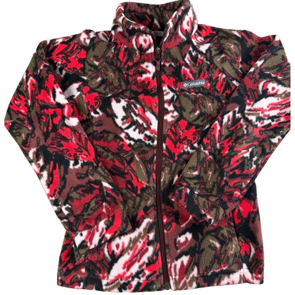 Columbia Women's Medium Red Camo Full Zip Fleece Jacket M